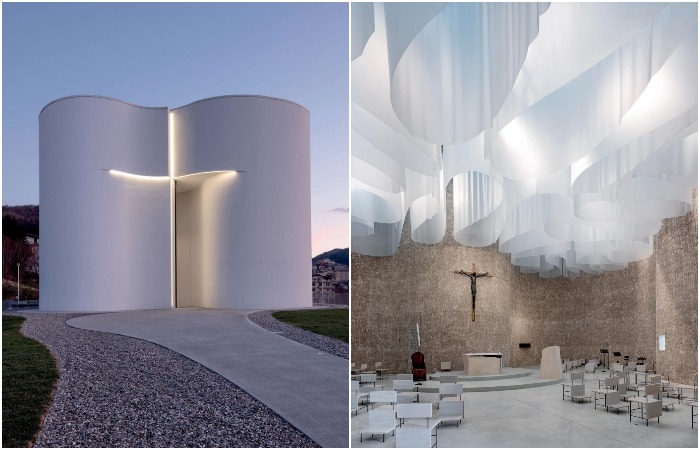 Архитектура будущего: белоснежная монолитная церковь в форме листа клевера - Архитектура и интерьер